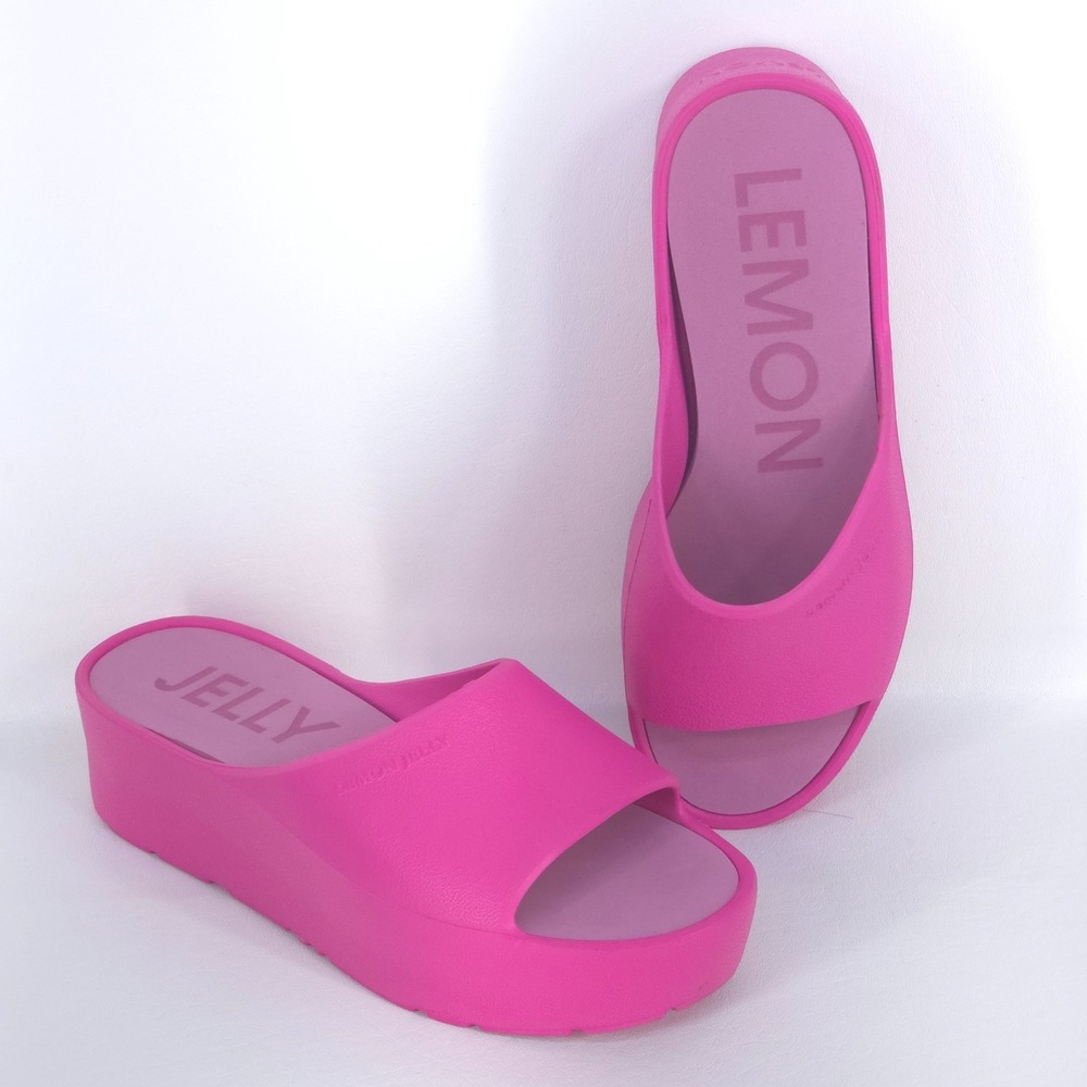Lemon Jelly Sunny Fuchsia Pink Platform Sandals Slides Women's US 7.5 8 EU 38